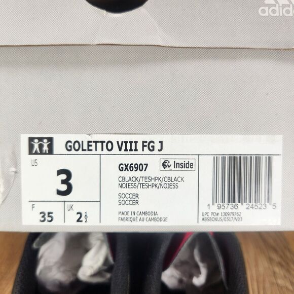 Adidas Goletto VIII FG Junior Size 3 Black Pink Athletic Soccer Cleats GX6907 - Picture 11 of 11